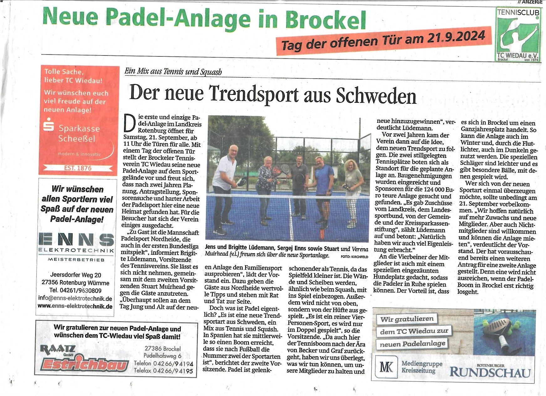 Pressemeldung Padelsport Tag der offenen Tür